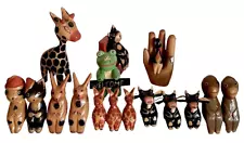 Animals, Asst Species, Wood, Lot of 16 Pcs, Hand Carved and Painted, 2.5" - 5.5"