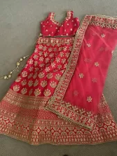 Indian Wedding Guest Silk Lehenga Choli For Women Wedding Designer Hot Pink