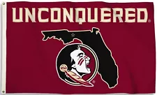 Florida State Seminoles 3' x 5' Flag (State Outline UNCONQUERED) NCAA Licensed