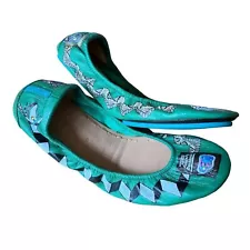 TIEKS BALLET FLAT BEETLEJUICE HANDBOOK FOR THE RECENTLY DECEASED LEATHER GREEN 8