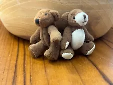 Two miniature brown handmade teddy bear