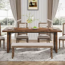 71" Wood Rectangle Dining Table Large Kitchen Banquet Table for 6 to 8 People