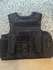 Ex Police Black Molle ARV Vest Cover & Pouches. Used.