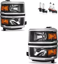 Headlights Assembly for 2014 2015 Chevy Silverado 1500 Headlamp Replacement Blac