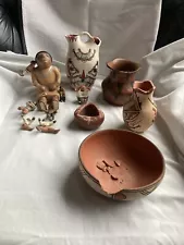 Lot of Southwest Pottery 7 Different Pieces & Makers.. All Damaged in Moving