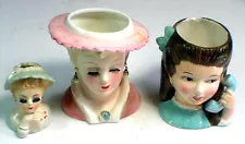 3 Inarco Head Vases with Minor Damage