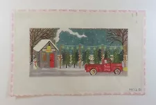 HANDPAINTED NEEDLEPOINT Christmas Trees for Sale Scene (30)