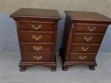 Vintage Pair of Solid Mahogany 4 Drawer Night Stands Kling NY C.H. Lears