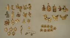 41 Vintage Gold Tone Novelty Charms Lot