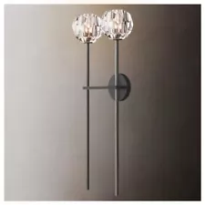 Modern Crystal Sconces Wall Lighting w/Crystal Glass Shades 2 28-Inch Black