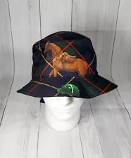 Polo Ralph Lauren Equestrian-Print Twill Bucket Hat Navy Multi Size L/XL NWT