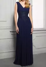 MGNY Madeline Gardner for NY by Mori Lee Dress 72414 Navy Sz. 16 (Sample)