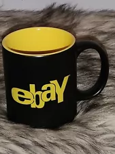 Ebay Coffee Mug Cup Black with Yellow Inside and Logo