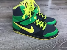 Nike Super High Dunks Oregon Ducks Shoes Men's Size 8 Green Sneakers 649208-003