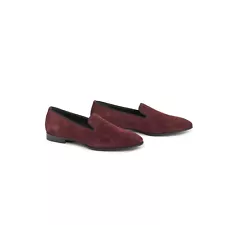 650$ Luxury Louis Leeman Suede Burgundy Loafer Slipper Shoes Made in Italy