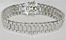 Sterling Silver (925) Ladies Stone Set Rolex Watch Strap Bracelet - 7 inch