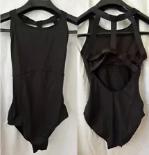 Black Tank Leotard w/ striking harness back - Adult M - DanzNmotion "Sasha"