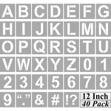 40 Pcs 12 Inch Letter Stencils and Numbers Reusable Templates for Painting