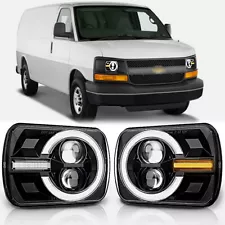 For Chevy Express Cargo Van 1500 2500 3500 7x6'' 5x7'' LED Headlights DRL - Pair (For: 2016 Chevrolet Express 2500)