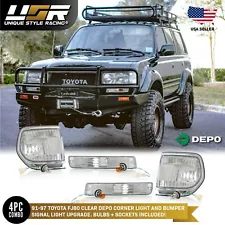 4PCS DEPO Clear Corner + Bumper Lights For 1991-1997 Toyota Land Cruiser FJ80