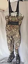 ORVIS SILVER SONIC CAMO WADERS ADVANTAGE MAX-4 HD BOOTS ATTACHED SZ L 11