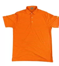 Men’s Fennec Highly Evolved Golf Polo Sz L Shirt Orange Striped Athleticwear