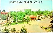 Portland Oregon OR Trailer Court Vintage Trailers & Cars Postcard