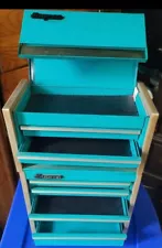 SNAP-ON MINI TOOLBOX / JEWELRY BOX IN RARE " TEAL COLOR " TOP & BOTTOM SET