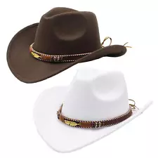 Women Classic Western Cowboy Hat,Faux Felt Outdoor Wide Brim Cow Boy Cowgirl Hat