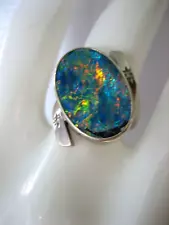 VINTAGE STERLING SILVER FIRE OPAL RING SIZE 5.25 FOR REPAIRS