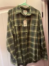 Blake Shelton Lands End Shirt Mens Large Light Green Plaid Button Up NEW SALE!!!