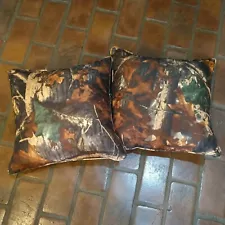 Pair 2-17" Square Decorative Camouflage/Oak Leaf Couch Pillows Unused Exc.Cond.