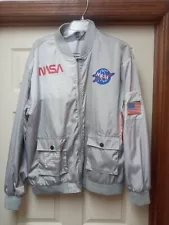 NASA Gray Flight Jacket Full Zip 2XL Reflective Unbranded See Pics