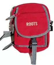 Roots Crossbody Shoulder Nylon red bag. Light weight with lots of storage.