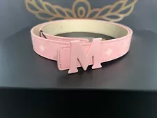 NEW WITH TAGS ADJUSTABLE PINK MCM VISETOS BELT BUCKLE Retail $290