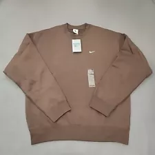 Nike Mens Brown Solo Swoosh Heavyweight Fleece Sweatshirt DX1361-237 Sz M $90