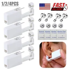 4Pcs Safety Ear Piercing Kit Disposable Self Nose Piercing Gun with Ear Stud USA