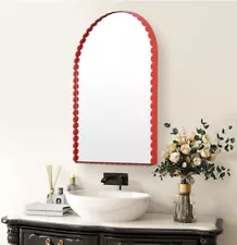 20 X 30 Inch Mirror Wall Mirror For Bathroom RED Metal Frame Arched Wall NEW