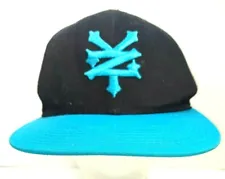 Zoo York Hat Authentic Embroidered Logo Black Cap Teal Bill Snapback Adjustable