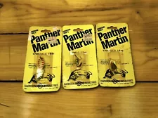 3 New Panther Martin Lures Trout Spinners size 4 1/8oz Salamander Gold Black