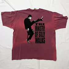 Vintage 2001 Y2K Monty Python Purple Ministry Of Silly Walks Distressed Shirt XL