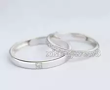 Fashion 1 Pair Crystal Silver S925 Opening Adjustable Lovers Couple Ring rin32