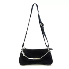 Auth DIOR/ChristianDior - Black Chemical Fiber Leather Women's Shoulder Bag