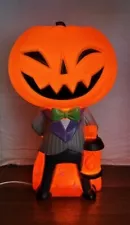 Halloween Pumpkin Man Light Up Blow Mold 12 Inches