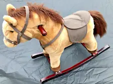 Kids Toddler Rocking Horse Plush Ride on Toy Child Rocker With Sound/Music