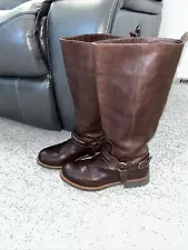 Coach Valterra Tall Harness Brown Leather Riding Boots A4475 Size 8 M Sale