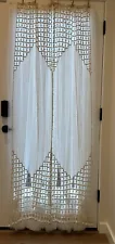 Pair of Vintage Crochet Curtain Panels For Door or Window w/ Bobble Trim 1800's