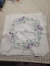 13 hand embroidered quilt blocks 18×18" cross Stitch Lavender Flowers St Clair