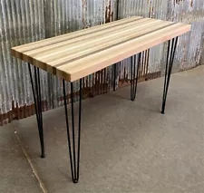 Cutting Board Table, Kitchen Island, Butcher Block Table, Hairpin Legs, Wood, A