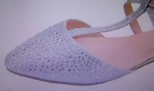 SALE Silver Rhinestone LAUREL d'orsay Flats Women's 8.5M T- Strap Shoes EC Mila